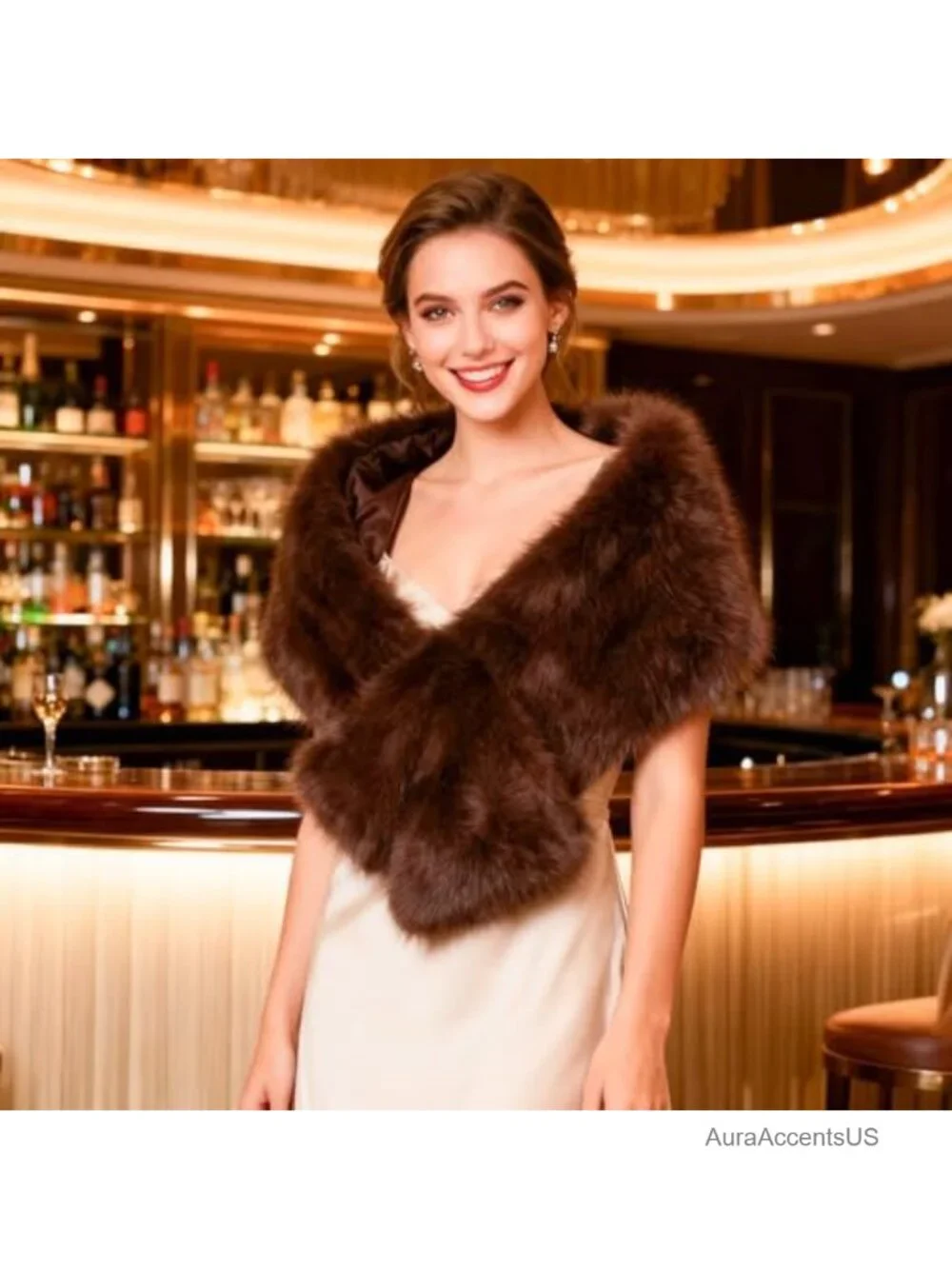 Faux Fur Collar Scarf Wrap Winter Shawl Stole Shrug Neck Warmer